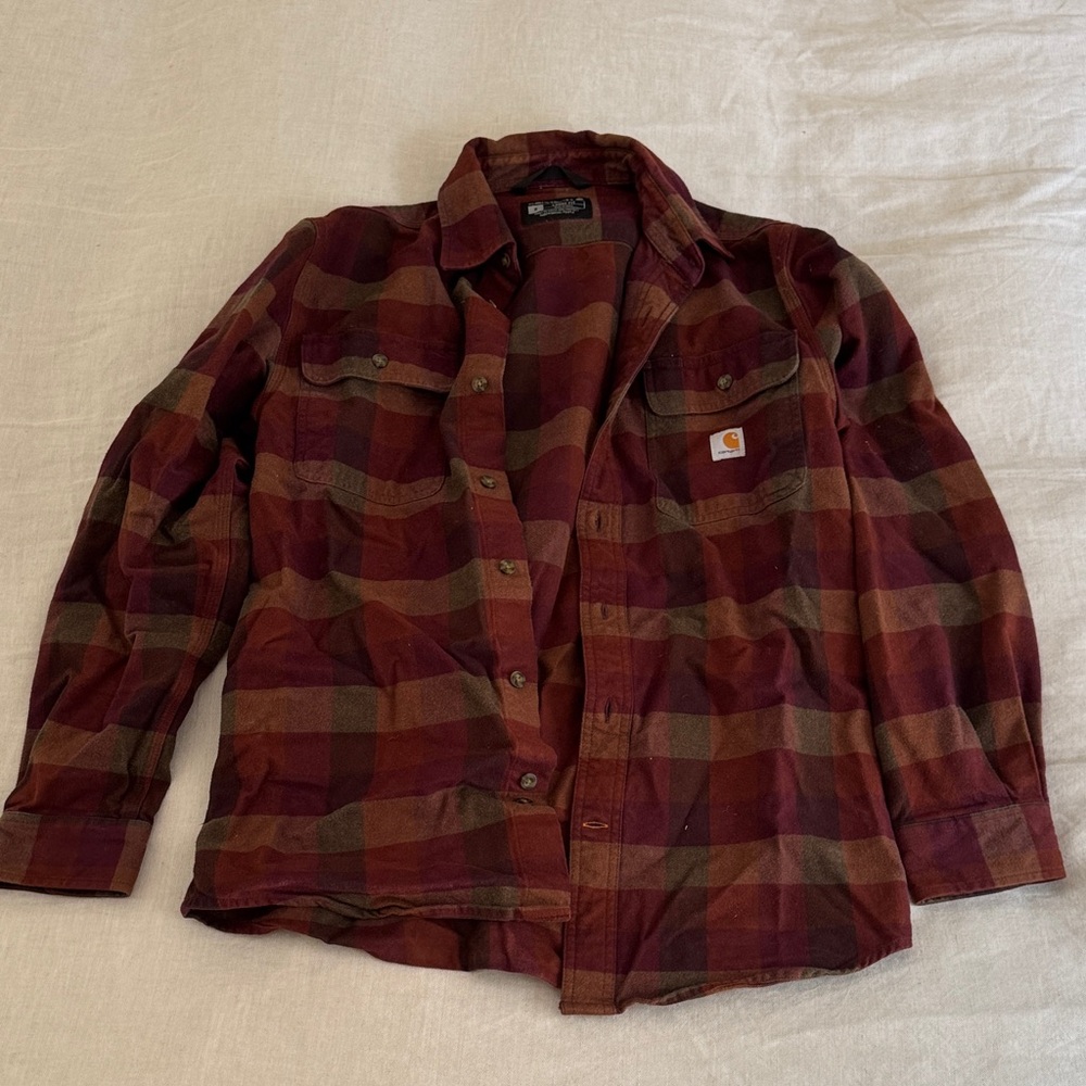 Carhartt Men's Checkered Flannel - Burgundy and Olive